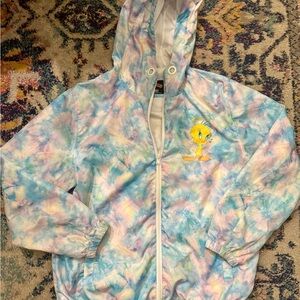 Women’s Members Only Tweety Tie-Dye Hoodie - Blue and Pink